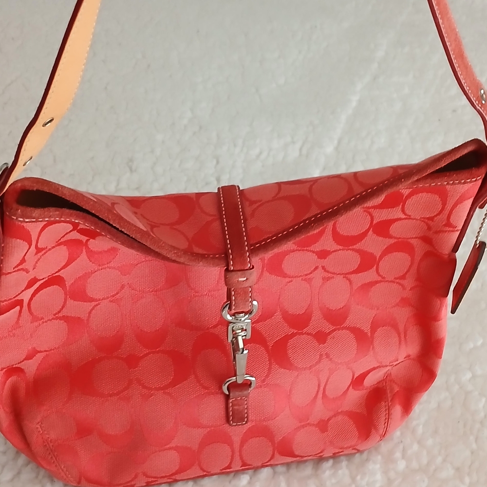 Coach Coral Signature Jacquard Shoulder Bag